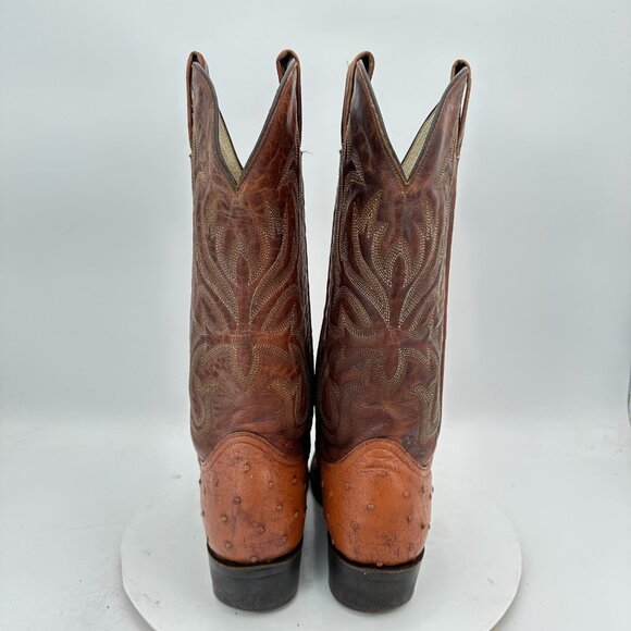 Durango Men Size 8D Brown Leather FullQuill Embroidered Ostrich Cowboy Boot - Picture 5 of 14